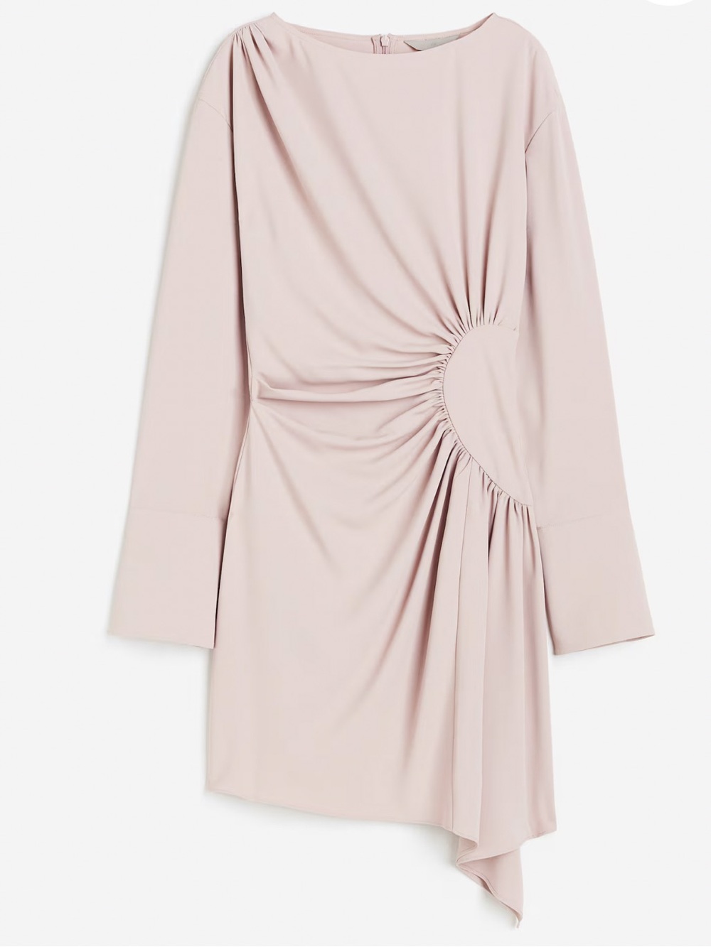 H&M Dusty Rose Ruched Asymmetric Mini Dress